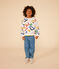 Sweater met print in lichte fleece voor jongens wit MARSHMALLOW/wit MULTICO