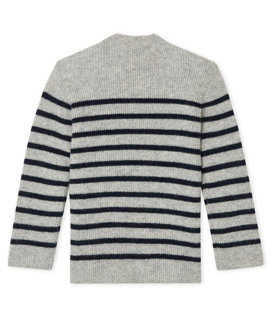 Trui van kasjmier babyjongen grijs BELUGA/blauw SMOKING