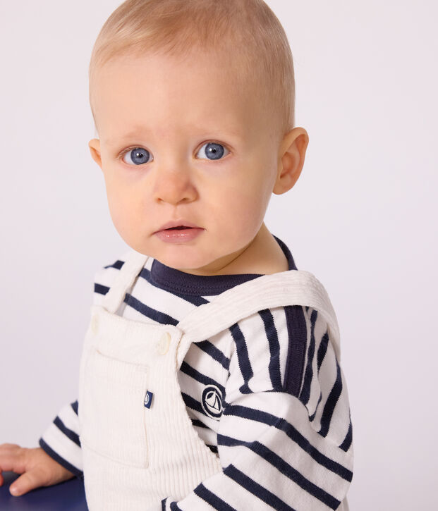 Effen babysalopette van corduroy MILK