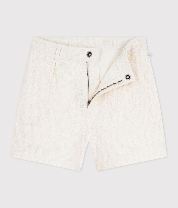 Katoenen short met hartjesmotief voor kinderen wit
