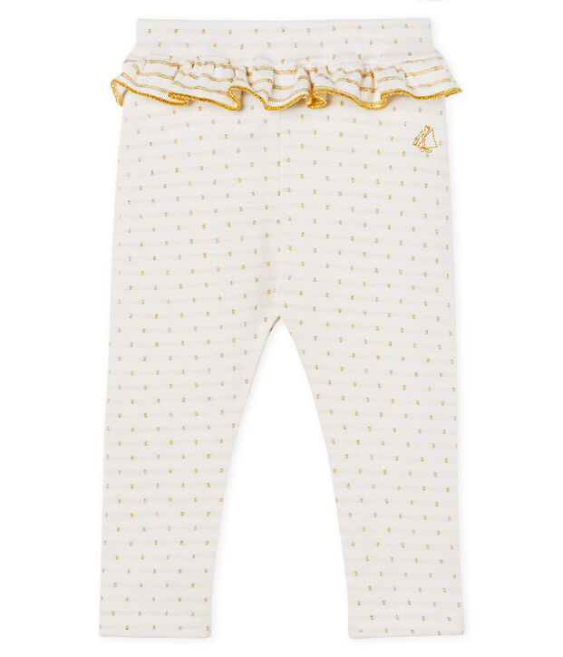 Legging met ruche babymeisje wit/geel