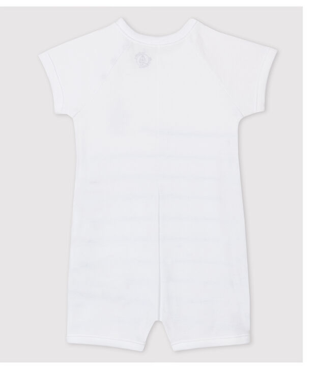 Combinaison courte en coton bio b&eacute;b&eacute;. blanc