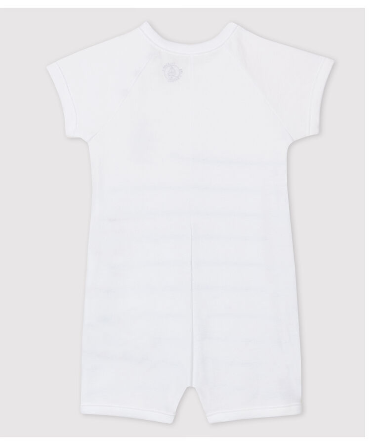 Combinaison courte en coton bio b&eacute;b&eacute;. blanc