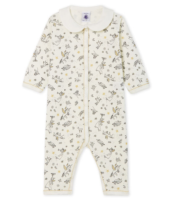 Dors bien sans pieds bébé fille en côte blanc MARSHMALLOW/ MULTICO CN