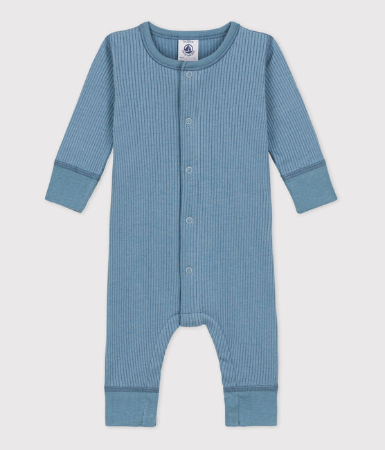Combinaison longue bébé en maille côtelée bleu ROVER