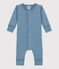 Combinaison longue bébé en maille côtelée bleu ROVER