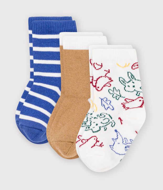 Set van 3 paar katoenen babysokken met dierenprint multicouleur