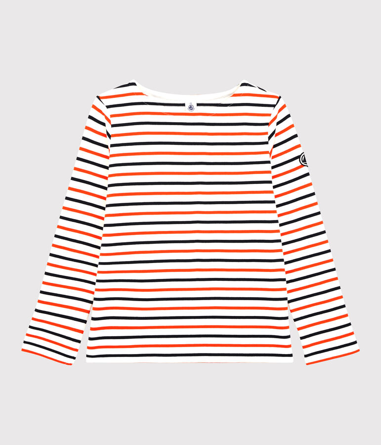 Katoenen marinetrui Dames wit/blauw/oranje