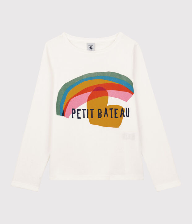 Katoenen meisjes t-shirt met lange mouwen wit