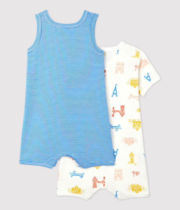 Lot de 2 combicourts Paris b&eacute;b&eacute; en coton multicouleur