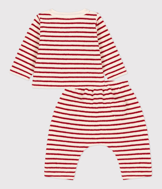 Ensemble bébé 2 pièces rayé en bouclette éponge blanc AVALANCHE/ STOP
