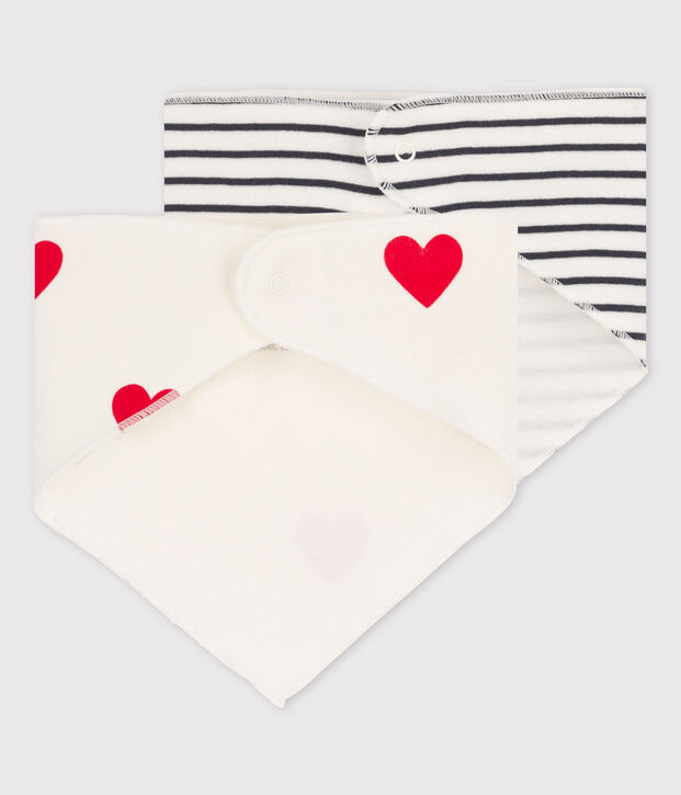 Set van 2 babyslabbetjes met hartjes in katoen multicouleur