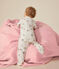 Babypyjama van velours met een print van een kleine pinguïn in de ruimte wit MARSHMALLOW/wit MULTICO