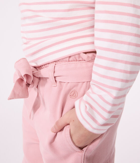 Kinderbroek van katoen en lyocell. roze CHARME