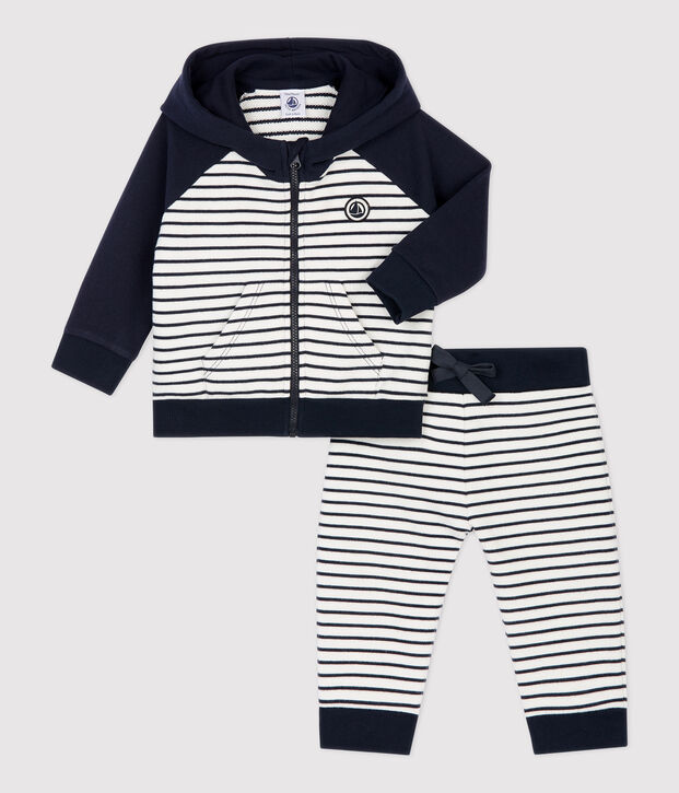 Ensemble jogging molleton b&eacute;b&eacute;. bleu/blanc