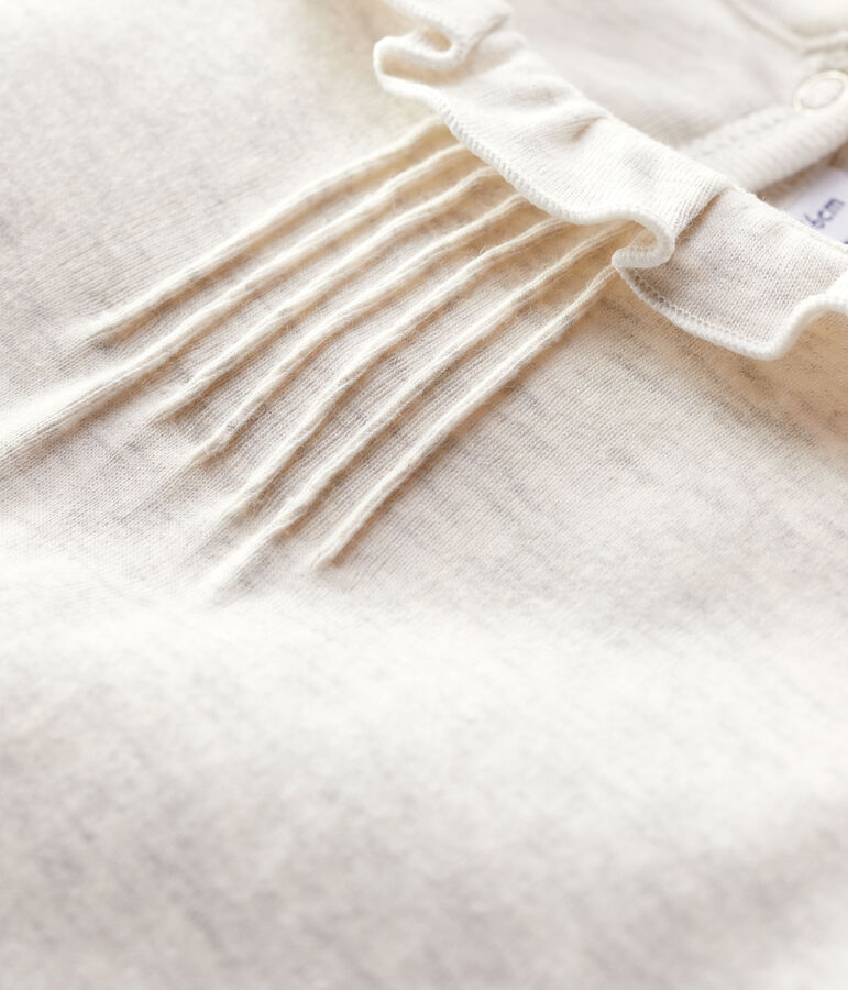 Katoenen meisjes t-shirt met lange mouwen beige