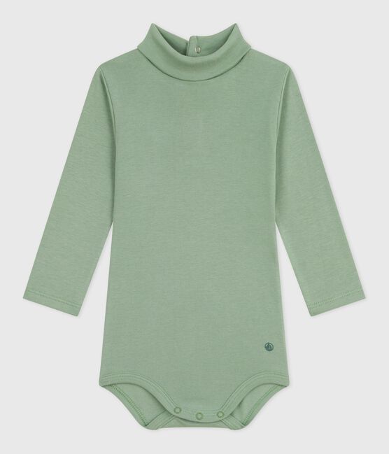 Effen katoenen babybody met rolkraag SAULE