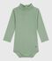 Effen katoenen babybody met rolkraag SAULE