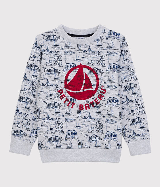 Sweatshirt en molleton enfant garçon gris POUSSIERE/blanc MULTICO