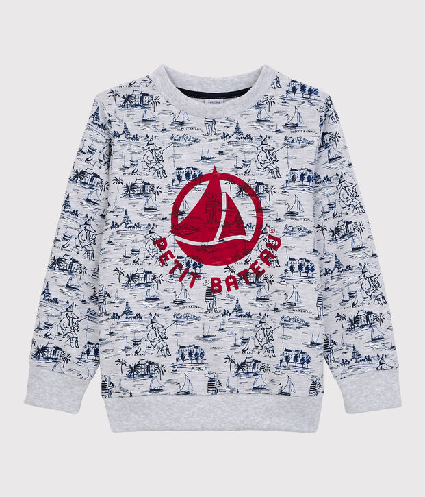 Sweatshirt en molleton enfant gar&ccedil;on gris/multicouleur