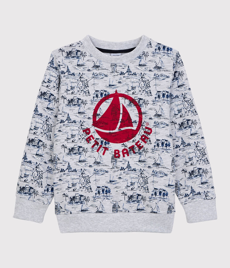 Sweatshirt en molleton enfant gar&ccedil;on gris/multicouleur