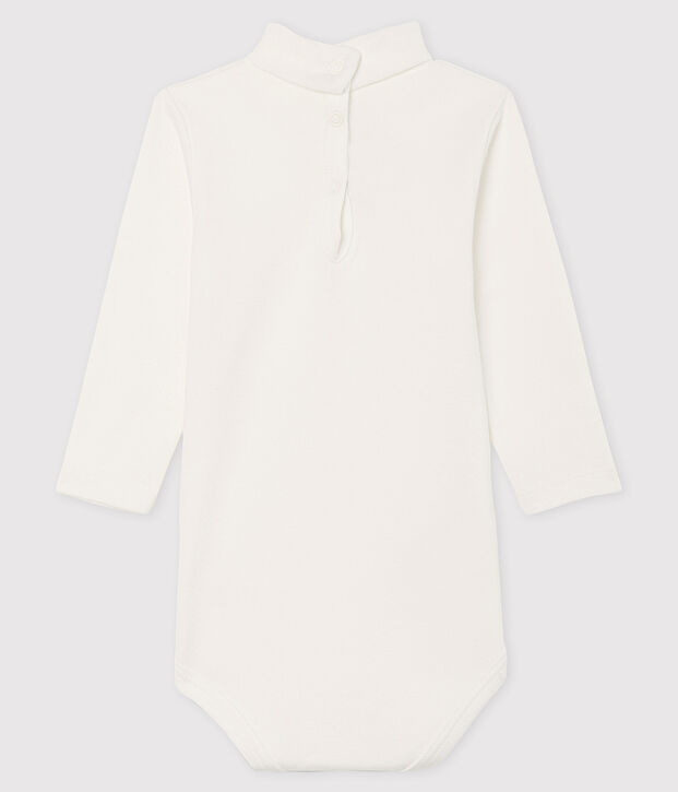 Body met lange mouwen en opgerolde kraag baby wit