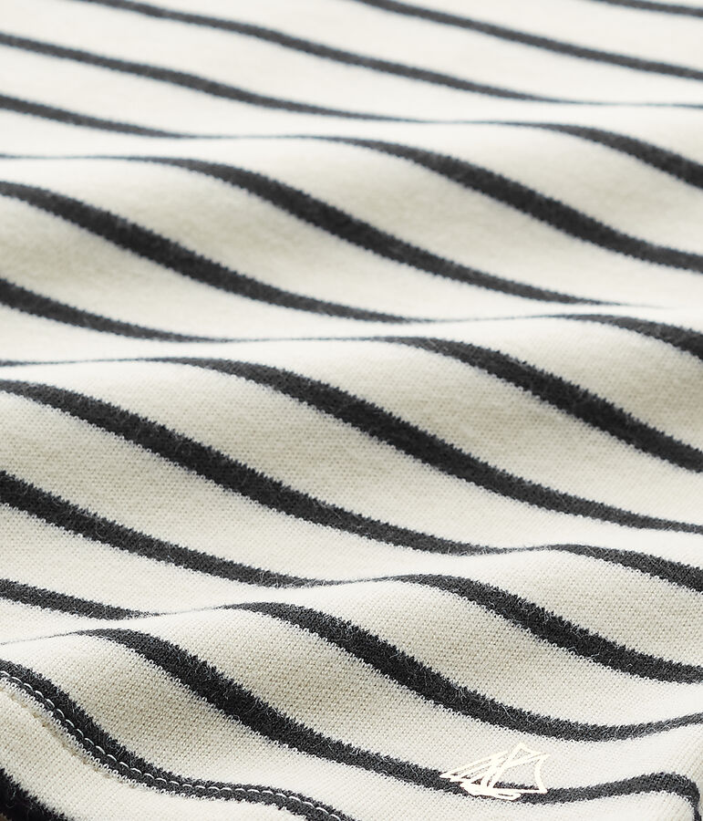 Sweat shirt fille ray&eacute; blanc/bleu