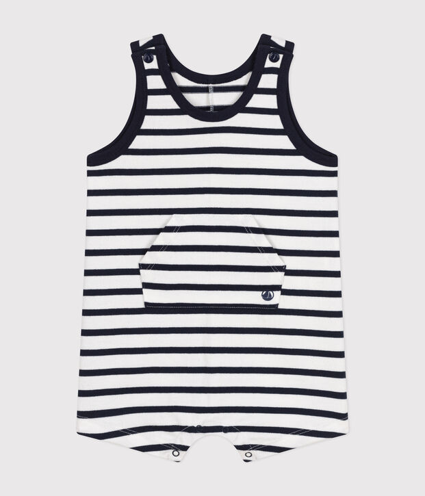 Korte pakje van jersey voor baby's wit/blauw