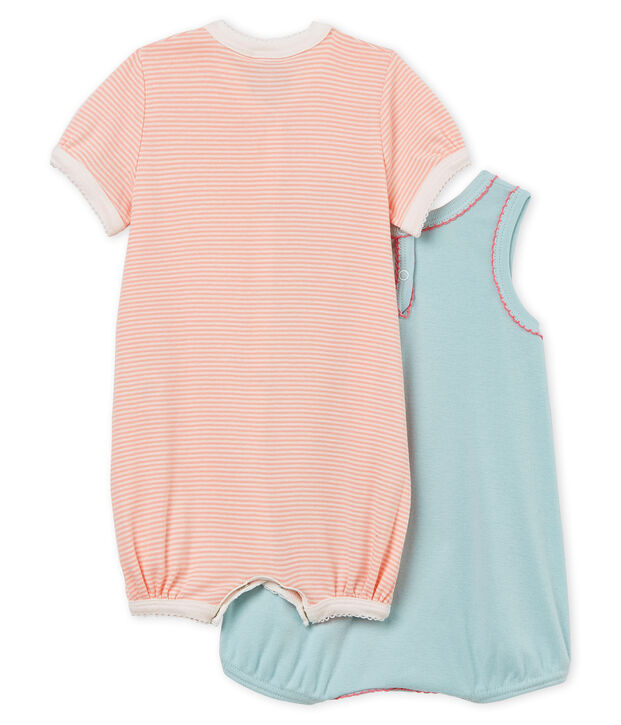 Duo van korte playsuits uit ribstof voor meisjes multicouleur