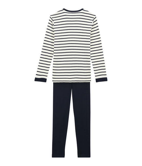 Pyjama garçon en velours bleu SMOKING/beige COQUILLE