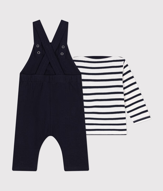 Tuinbroek en marini&egrave;re voor baby's van dikke jerseystof multicouleur