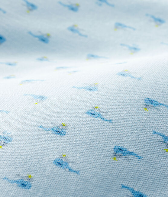 Trappelzak van ribstof voor baby's blauw FRAICHEUR/wit MULTICO