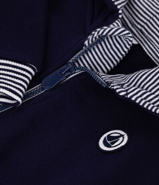 Sweatshirt à capuche bébé en coton détails rayés bleu SOIR