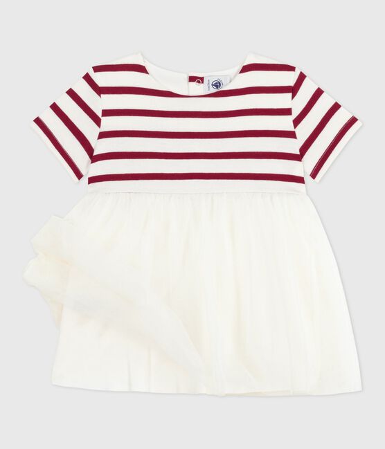 Robe bébé bi-matière manches courtes rouge MILK/ AMARANTE