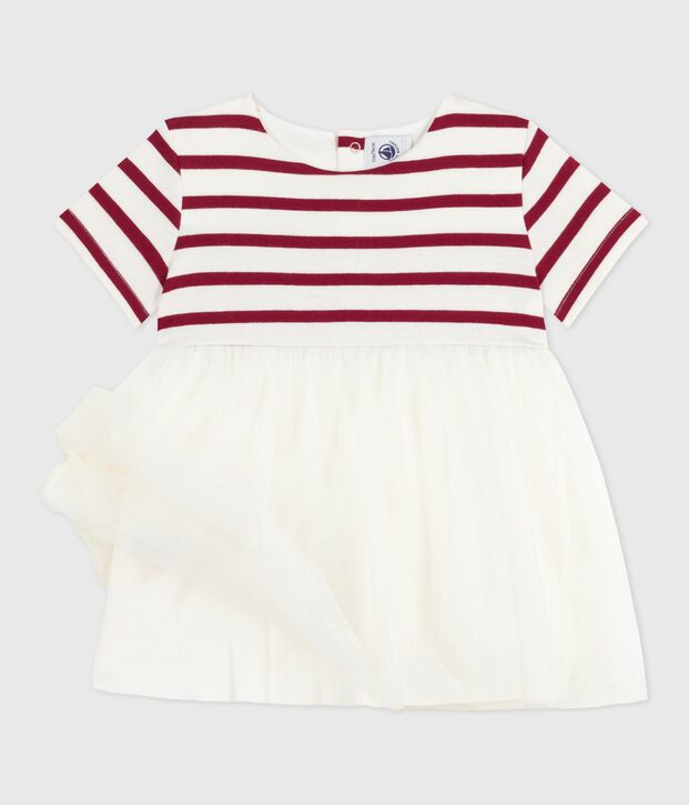 Babyjurkje met korte mouwen uit twee materialen rood/rood