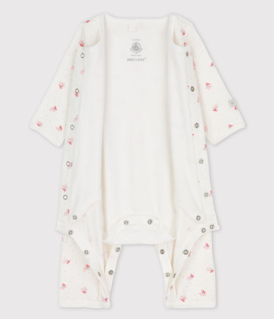 Bodyjama sans pieds bébé en coton biologique blanc MARSHMALLOW/blanc MULTICO