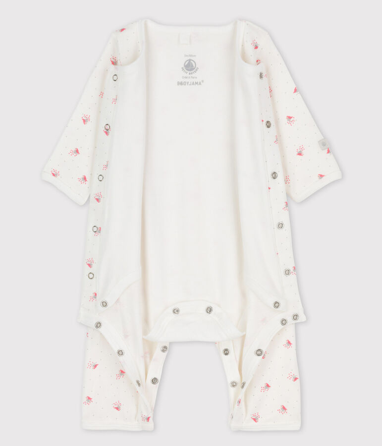 Bodyjama zonder voetjes van biologisch katoen wit/multicouleur