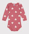 Katoenen body met lange mouwen voor baby's roze ROSEWOOD/ MARSHMALLOW