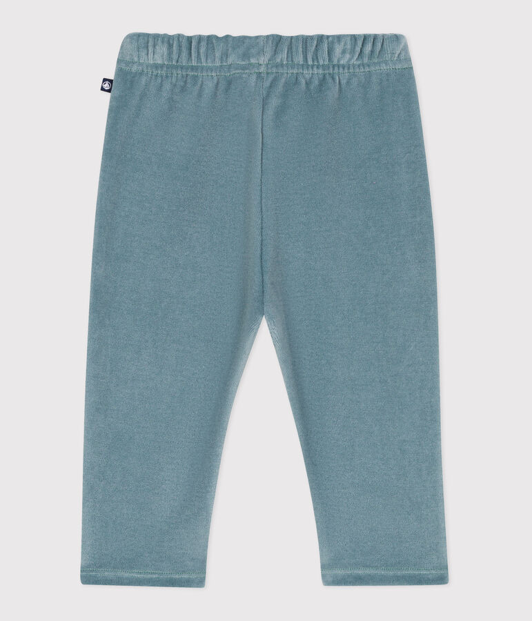 Pantalon b&eacute;b&eacute; en bouclette velours uni bleu