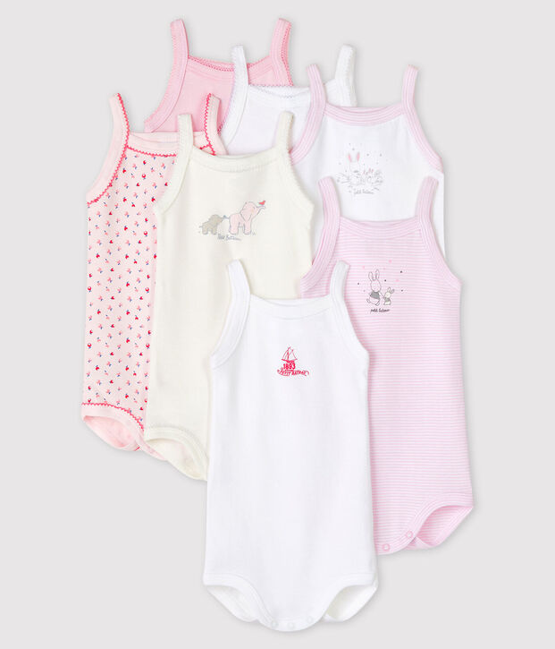 Lot surprise de 7 bodies &agrave; bretelles b&eacute;b&eacute; fille multicouleur