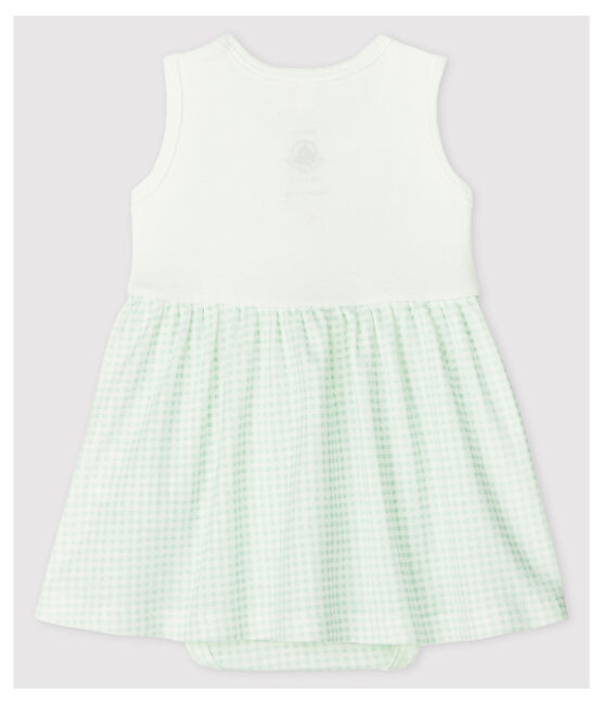 Robe-body vichy bébé fille en coton biologique blanc MARSHMALLOW/bleu HAITI