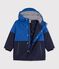 Parka enfant mi-longue unie colorblock bleu/multicouleur