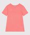 Dames-T-shirt van effen katoen met korte mouwen roze