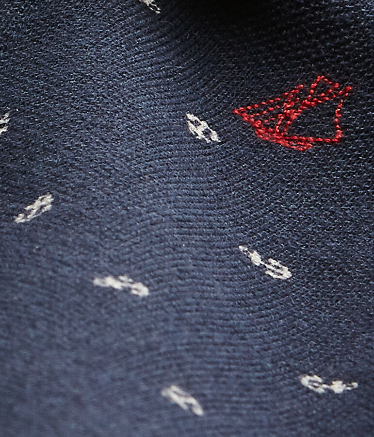 Kort pakje met polokraag en dessin voor babyjongens blauw/beige