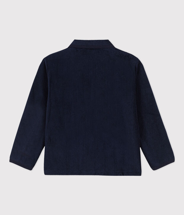 Robe de chambre en &eacute;ponge enfant bleu marine