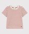Tee-shirt manches courtes rayé en coton bio bébé beige MONTELIMAR/ OMBRIE