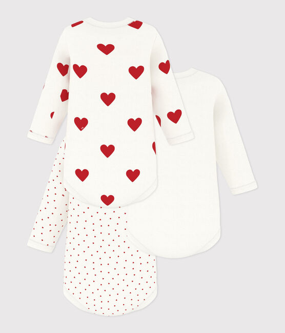 Lot de 3 bodies manches longues coeur bébé en coton variante 1