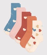 Set van 5 paar sokken met hartjes voor jongens en meisjes
