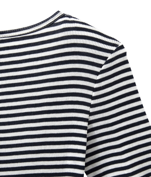 Body femme en coton seconde peau bleu/blanc