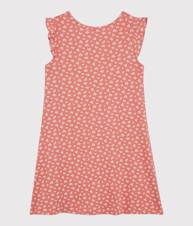 Meisjesnachthemd met bloemetjes in katoen roze/wit